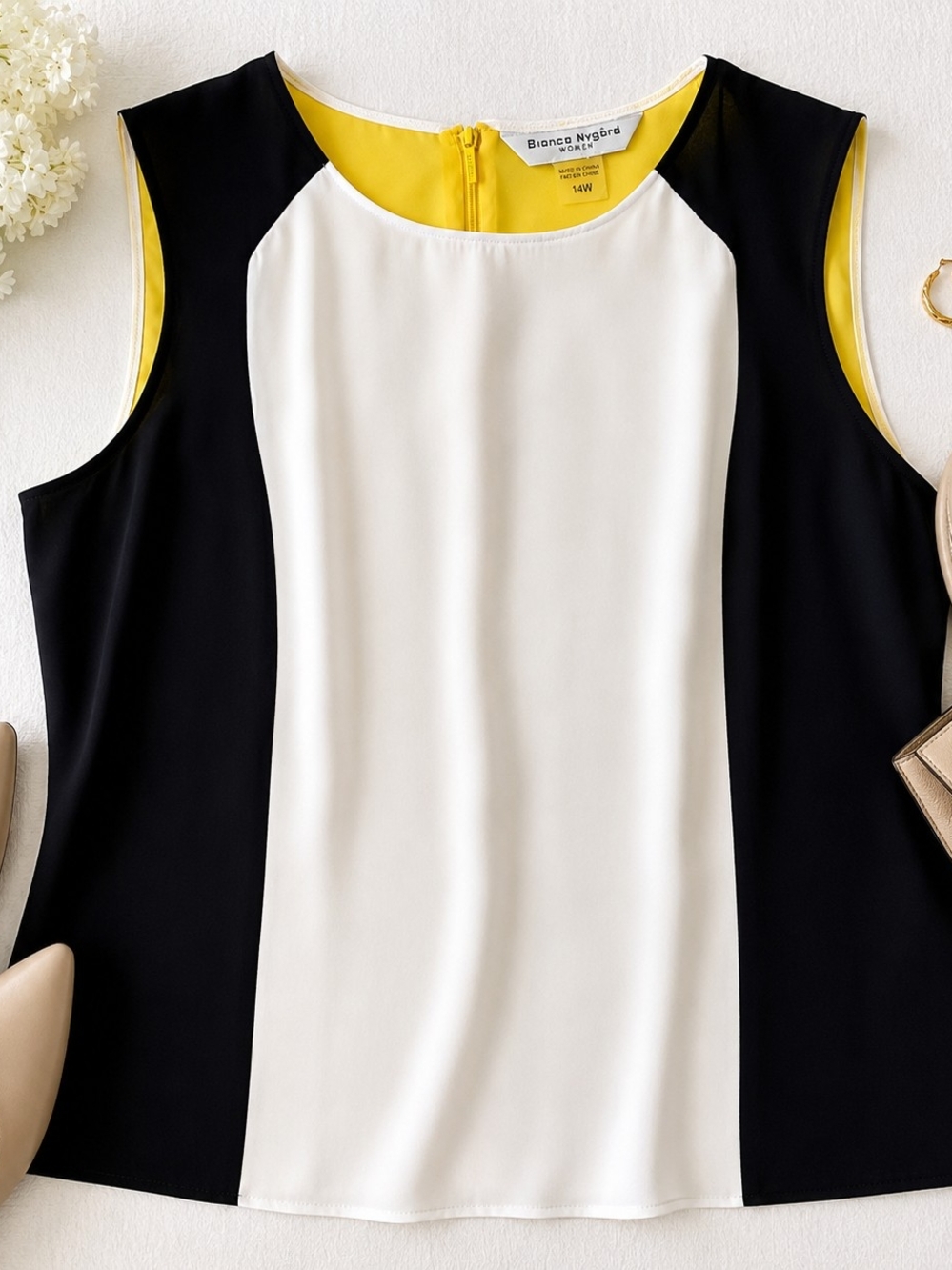 🖤💛 Bianca Nygård Colorblock Sleeveless Blouse 💛🖤